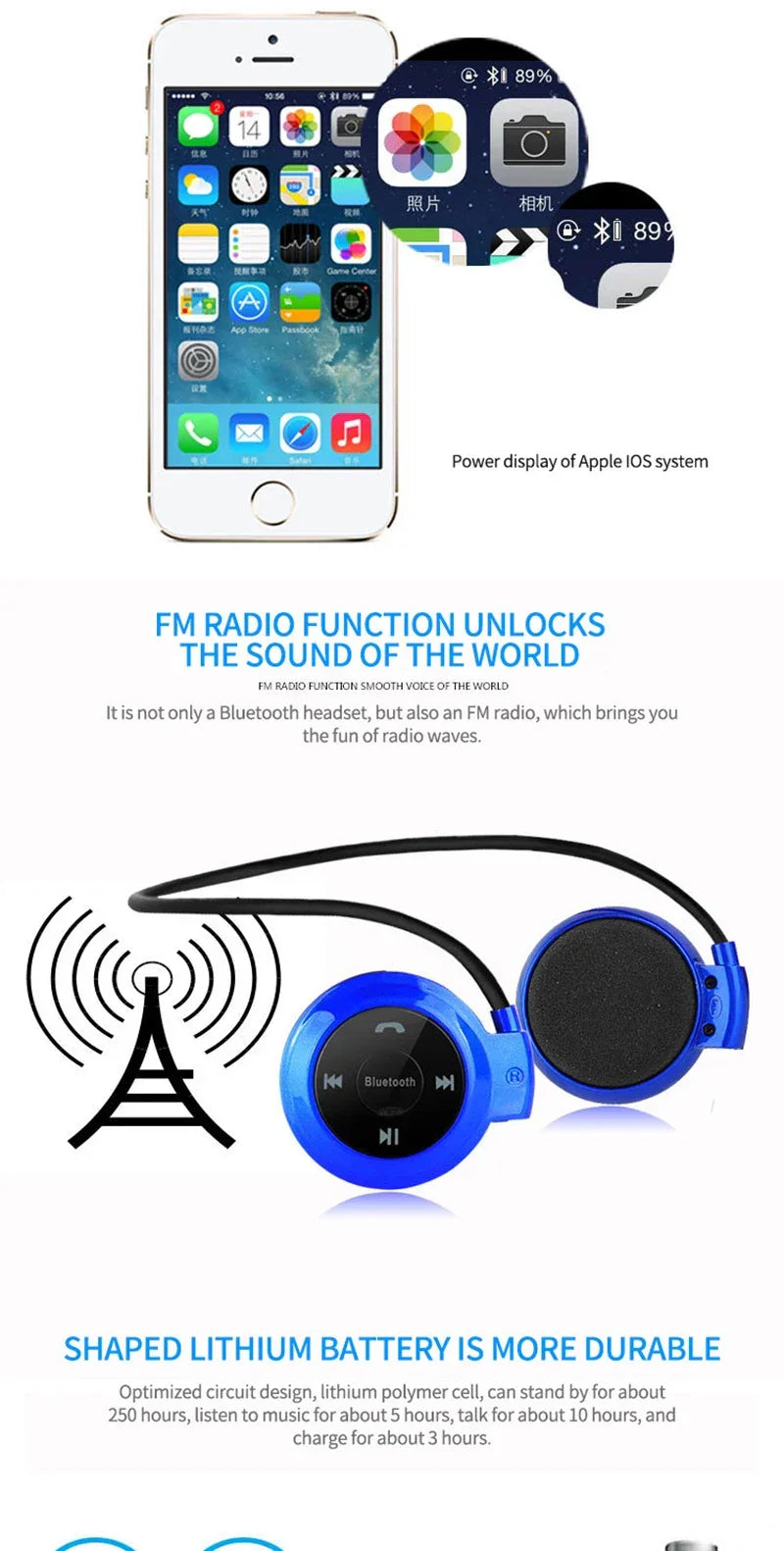 Mini 503 deporte plegable inalámbrico Bluetooth auriculares estéreo de alta fidelidad música Gaming banda para el cuello auriculares con micrófono soporte modo de tarjeta FM/TF - Desert Eagle Stores 