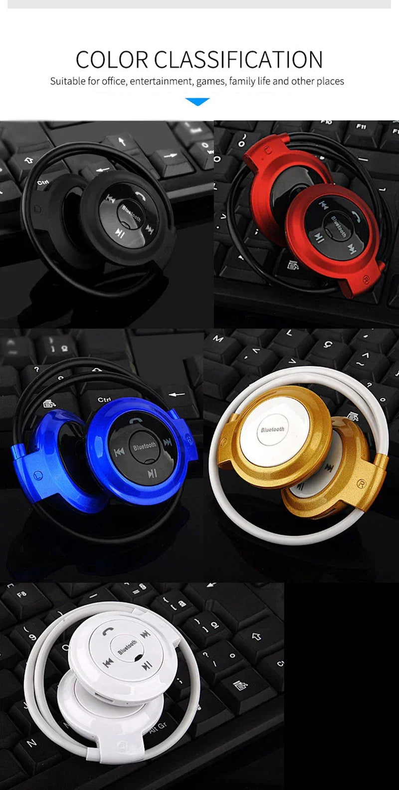 Mini 503 deporte plegable inalámbrico Bluetooth auriculares estéreo de alta fidelidad música Gaming banda para el cuello auriculares con micrófono soporte modo de tarjeta FM/TF - Desert Eagle Stores 