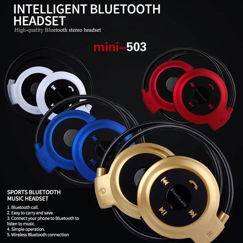 Mini 503 deporte plegable inalámbrico Bluetooth auriculares estéreo de alta fidelidad música Gaming banda para el cuello auriculares con micrófono soporte modo de tarjeta FM/TF - Desert Eagle Stores 